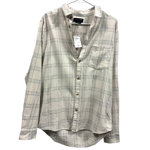 Cotton On Cream Tartan Casual Button Up Long Sleeve Shirt Flannel Mens Small - Picture 4 of 10